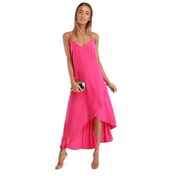 Lulu's Vibrant Pink Maxi Dress - Picture 1 of 12